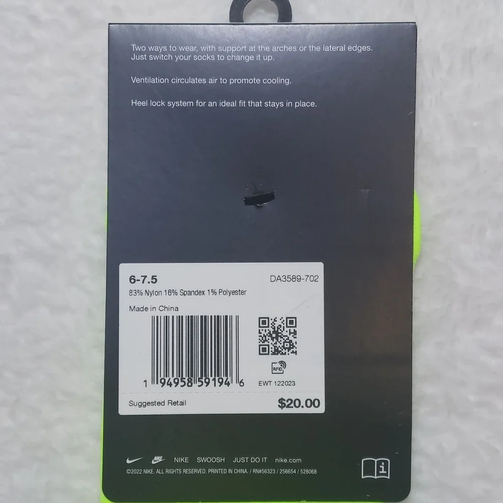 Pack ok 2 Nike Spark Running Socks Men's 6-7.5 Volt No Show Dri-FIT DA3589-702